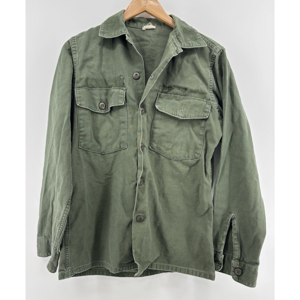 OG-107 Sateen Cotton Utility Shirt US Military Vintage Vietnam Fatigue Small Men